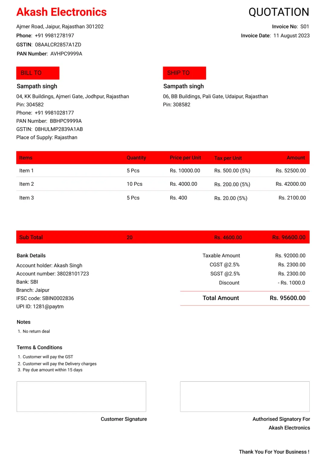 enterprise electronics shop quotation format to create professional quotation